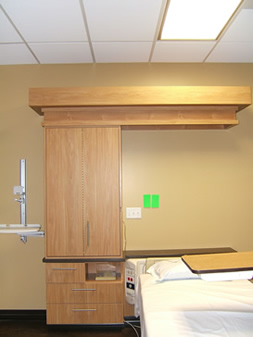 Photo of hospital room cabinetry